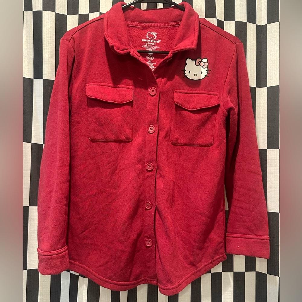 Sanrio Maroon Red Fleece Button Down Kids Shirt- fits as a women’s small!!❤️